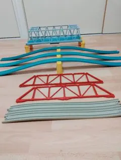 プラレール①大鉄橋薄紫②2倍坂レール③大鉄橋（赤）④2倍坂レール（グレー）