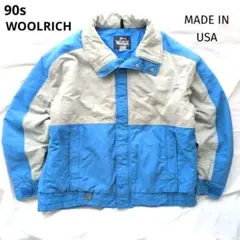 ​USA製 ウールリッチ 90s ナイロンジャケット L 青 グレー 希少配色