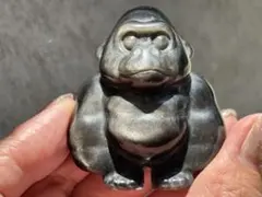天然石 シルバーオプシディアン ゴリラ 彫刻 ☆カービング☆インテリア
