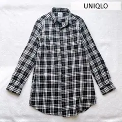 ユニクロ フランネルチェック長袖シャツ 長め丈