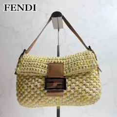 極希少✨FENDI マンマバケット ストロー素材 ラフィア イエロー Y2Kのサムネイル