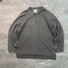 90s Eddie Bauer ポロシャツ 長袖 グレー ネップ L M usa