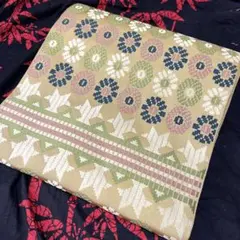 金　薄茶　花　袋帯