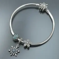 PANDORA ブレスレット シルバー925 チャーム付き 星 月 ブルー - メルカリ