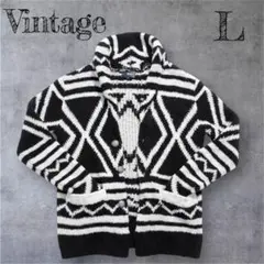 Vintage ビンテージ 幾何学模様 カーディガン Lサイズ