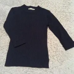 匿名配送！七分袖　ニット　ネイビー