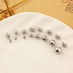 シルバー ボールピアス サージカルステンレス 両耳 20G 1ポイントピアス