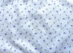 はぎれ ドール服生地　60ローン　小花とリボン　ホワイト