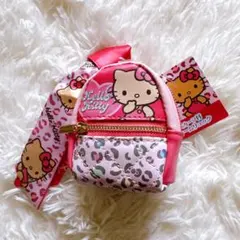 【新品】ハローキティ ヒョウ柄 チャームリュック スカーフ付 ピンク 平成レトロ