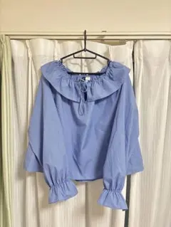Ｈ&M ブラウス シャツ フリル ブルー