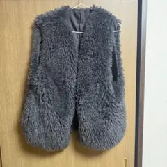 グレー ファー ベスト ノースリーブ
