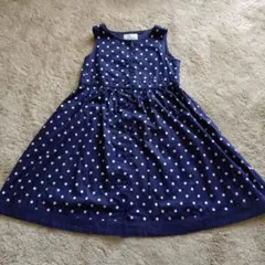 ☆組曲☆ワンピース LLサイズ130〜140cm　紺色 ドット柄