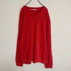 カッターアンドバック【2XL】 Vネック 長袖 無地 ビッグサイズ 赤 シンプル
