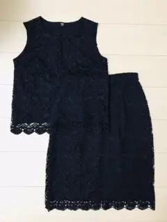 ユニクロ　レースセットアップ　ネイビー　UNIQLO 新品未使用&美品