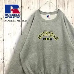 メキシコ製★ラッセル★スウェット★XL★ミシガン大学★カレッジ★プリント★グレー