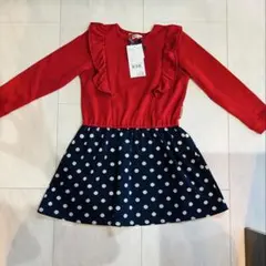 クリスマス　ワンピース　フリル　長袖　ドット柄　水玉　Bobson