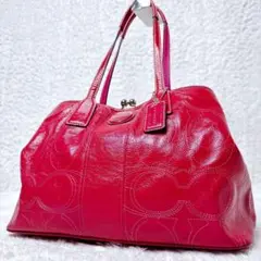 COACH Signature Kisslock Tote Pink Y2K