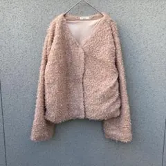 【アースミュージック＆エコロジー】F♡ボアカーディガン ジャケット ピンク