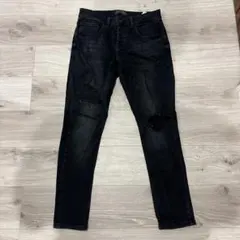 ZARA MAN スキニーデニム ダメージ加工 ブラック