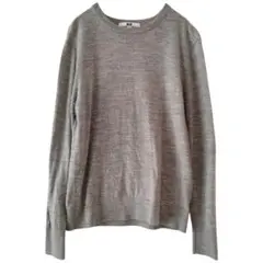 ✨UNIQLO✨グレー 長袖ニット【М】ウール100% セーター シンプル 無地