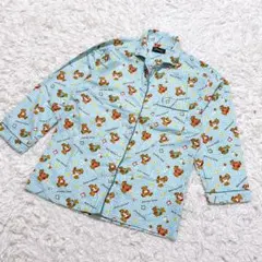 【c7776】ルームウェア パジャマ　長袖　クマ　水色