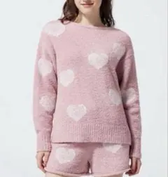 セール中‼️GU もこもこフィールラウンジプルオーバーハート柄　ルームウェア