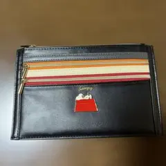 スヌーピー ポーチ黒 ストライプ