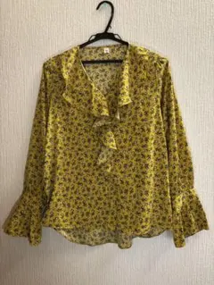 韓国ファッション ブラウス シャツ レディース 花柄 フリル ボタンなし