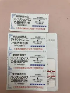 アトラクションパス 500円割引券 割引券（500円割引）×4