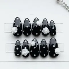 ネイルチップ 韓国 ウィッシュコア ワンホン 水玉 ドット バラ 平成 y2k