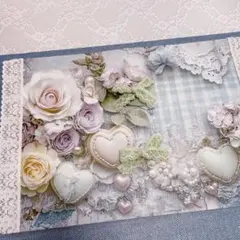 ハンドメイド コラージュ帳 ロマンティック ピンクハート ローズ