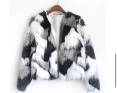 フェイクファー　マルチカラー　ジャケット　ファーアウター