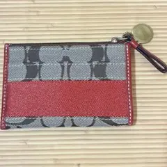 COACH コーチ シグネチャー柄 キーリング付きコインケース