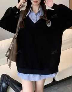 韓国風スクールスウェットシャツ