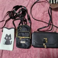 猫イラスト付きナイロンポーチ