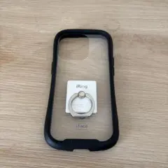 【正規品】iFace 14pro黒 iRingホワイトセット