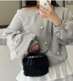 プロズヴェール　ファーショルダー　バニティバッグ　ミニバッグ