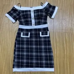 DAZZY チェック柄 半袖 ミニドレス Mキャバドレス＊欠品
