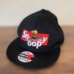 Snoopy スヌーピー　刺繍ロゴ キャップ 黒　帽子