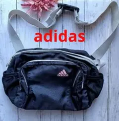 【adidas】 ボディバッグ♡ショルダーバック★黒色＆アディダスロゴピンク色