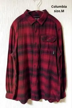 【稀少品】 Columbia コロンビア オンブレチェック ネルシャツ　赤黒　M