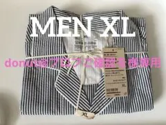 無印良品　サッカー織半袖パジャマ　ネイビーストライプ　XL