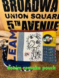 ハシビロコウのデニムポーチ104 コインポーチ