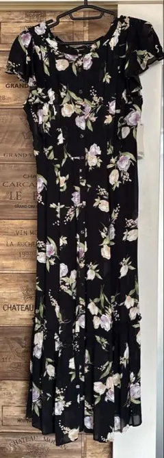 SNIDEL ブラック フラワープリント ワンピース サイズ1