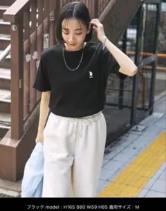 U.S.POLO ASSN．ワンポイント刺繍 リブクルーネック半袖Tシャツ