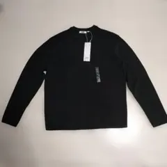 ユニクロU　リブクルーネックセーター　L 黒　新品