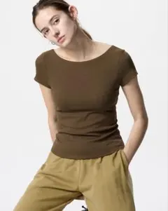 新品 UNIQLO エアリズムコットンローバックブラTシャツ
