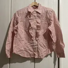 PINK HOUSE フリル付き長袖シャツ　ピンク