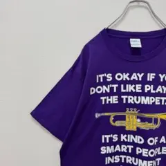 古着 PORT&COMPANY Tシャツ トランペット メッセージ 紫 Lのサムネイル