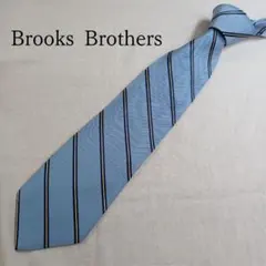 ブルックスブラザーズ　ネクタイ　水色×黄ライン　ストライプ　春夏【n2966】